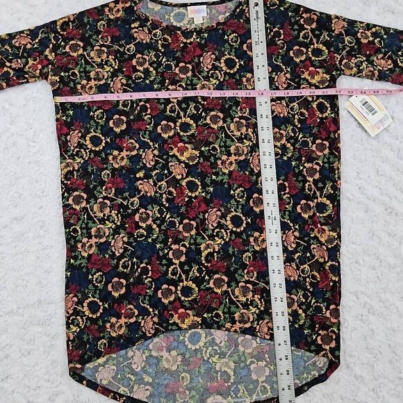 Oversize Tunic Length Lularoe Irma XXS Floral Print Drop Tail Hem bum coverage - Picture 4 of 6